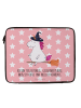 Mr. & Mrs. Panda Laptop Tasche Einhorn Hexe mit Spruch in Rot Pastell