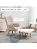 HOMCOM Ohrensessel mit Hocker-72L x 80B x 101H cm-Beige