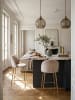 KADIMA DESIGN 2er Set Barhocker Samt Hocker mit Lehne & goldenen Beinen, in Beige