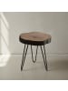 KADIMA DESIGN Beistelltisch Massivholz | Baumstammoptik, Metallbeine, Robust in Braun