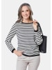 GOLDNER Kaschmirpullover Kaschmirpullover mit U-Boot Ausschnitt in schwarz / weiß / geringelt