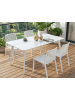 Beliani Esstisch RODALLO in Weiß - (W) 90 x (H) 75 x (L) 160 cm