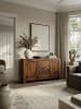 KADIMA DESIGN Elegantes Sideboard Sheesham, 3 Schubladen, 2 Türen, Landhaus-Stil