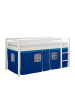 Homestyle4u Hochbett 90x200 mit Vorhang in Weiß