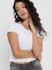 ONLY Geripptes Cropped T-Shirt Kurzes Rundhals Top Bauchfrei ONLEMMA in Weiß
