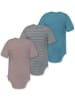 Normani Outdoor Sports 3er Set Unisex Baby Merino Kurzarm-Strampler Kurzarm Body mit Knopf in Blau/Grau/Rosa