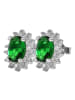 Adeliás Damen Ohrstecker aus 925 Silber mit Zirkonia in grün