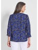 GOLDNER Kurzgröße:  Elegante Printbluse mit Rundhalsausschnitt in royalblau / marine / gemustert