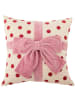 Bloomingville Kissen BOWIE mit Roten Punkten und Rosa Schleife 45x45 cm