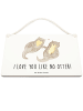 Mr. & Mrs. Panda Wandbild Holz Otter Hände halten mit Spruch in Transparent