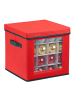 relaxdays Weihnachtskugel-Aufbewahrungsbox in Rot/ Grün - (B)30 x (H)30 x (T)30 cm