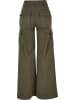 Urban Classics Urban Classics Damen Ladies High Waist Wide Leg Twill Cargo Pants in olive