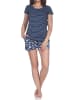 NORMANN Kurzarm Schlafanzug Shorty Pyjama Streifen Übergrößen in marine