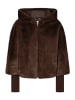 More & More superweiche, kurze Kunstfelljacke in espresso brown