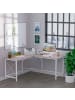 HOMCOM Eckschreibtisch-L150 x B150 x H76 cm-Natur + Weiß
