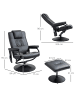HOMCOM Relaxsessel mit Fußhocker-76B x 80T x 102H cm-Schwarz