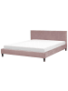 Beliani Doppelbett FITOU in Rosa/Dunkler Holzfarbton - (W) 190 x (H) 87 x (L) 214 cm