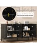 ABRIHOME Sideboard in Schwarz mit grifflosen Türen 4-türig und Metallgestell