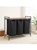 relaxdays Wäschesammler in Braun/ Schwarz - (B)92,5 x (H)72 x (T)33 cm