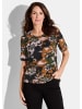 GOLDNER Kurzgröße:  Shirt Shirt in schwarz / terrakotta / khaki / gemustert