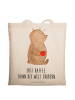 Mr. & Mrs. Panda Shopping Tasche Bär Kaffee mit Spruch in Creme