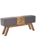 FineBuy Sitzbänk in Grau / Stoff / 120x30x56