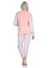 NORMANN geringelte Frottee Schlafanzug langarm Pyjama Eiskristall - 75053 in rosa