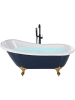 Beliani Freistehende Badewannen CAYMAN in Blau/Weiß/Gold - (W) 77 x (H) 74 x (L) 153 cm