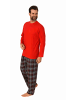 NORMANN Schlafanzug Pyjama langarm Flanell Hose Oberteil - 70827 in rot