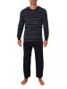 NORMANN Frottee Schlafanzug lang Pyjama RingelMuster - 82357 in blau