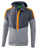 erima Squad Tracktop Trainingsjacke mit Kapuze in slate grey/monument grey/new orange