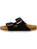 Palado Pantoletten Korfu Suede Premium Leather in Schwarz/Beige