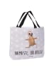 Mr. & Mrs. Panda Stofftasche Faultier Yoga mit Spruch in Grau Pastell