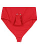 Alkato Damen Kurzarm Body mit Rundhalsausschnitt blickdicht Rippstoff in rot