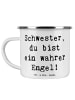 Mr. & Mrs. Panda Wanderbecher Spruch Schwester Engel mit Spruch in Weiß
