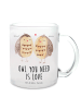 Mr. & Mrs. Panda Trinkglas Eulen Liebe mit Spruch in Transparent