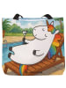 Mr. & Mrs. Panda Tote Bag Einhorn Blümchentail Design ohne Spruch in Weiß