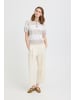 ICHI Strickpullover kurzarm IHLULS Loose fit in WIDE OATMEAL WHITE STRIPE