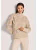 MADELEINE Eleganter Wollpullover  mit Zopfmuster in beige / wollweiß / melange