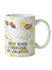 Mr. & Mrs. Panda Kaffeebecher Einhorn Happy mit Spruch in Weiß