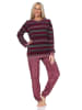 NORMANN Frottee Schlafanzug langarm Bündchen Streifenoptik in beere1