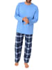 NORMANN Schlafanzug lang Pyjama FlanellHose Karo - 88255 in hellblau1