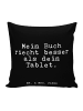 Mr. & Mrs. Panda Deko Kissen Mein Buch riecht besser... mit Spruch in Schwarz