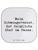 Mr. & Mrs. Panda Glas-Untersetzer Spruch Schwiegervater Chef mit... in Weiß