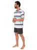 NORMANN Schlafanzug kurzarm Shorty Pyjama Streifen - 72157 in Grau