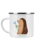 Mr. & Mrs. Panda Emaille Tasse Igel Blumen ohne Spruch in Weiß