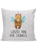 Mr. & Mrs. Panda Kuschelkissen Bär Zahnfee mit Spruch in Grau Pastell