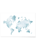 Juniqe Poster "World Map Watercolour" in Blau & Weiß