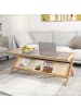 COSTWAY Couchtisch Bambus &Glas 120cm in Beige