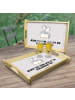 Mr. & Mrs. Panda Tablett aus Holz Pinguine Kuscheln mit Spruch in Grau Pastell